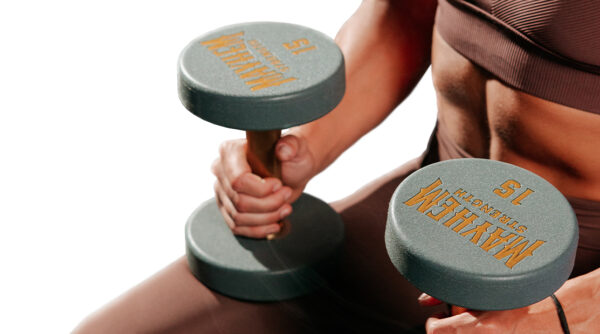 V3 Urethane Dumbbells - Gold Handles and Grey Urethanes6