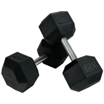 MAYHEM STRENGTH RUBBER HEX DUMBBELLS 60lb